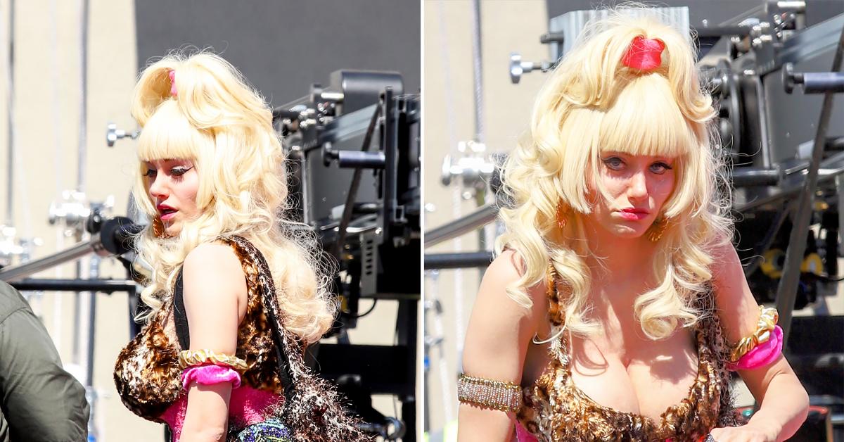 Emmy Rossum Unrecognizable In Blonde Wig As Angelyne Photos