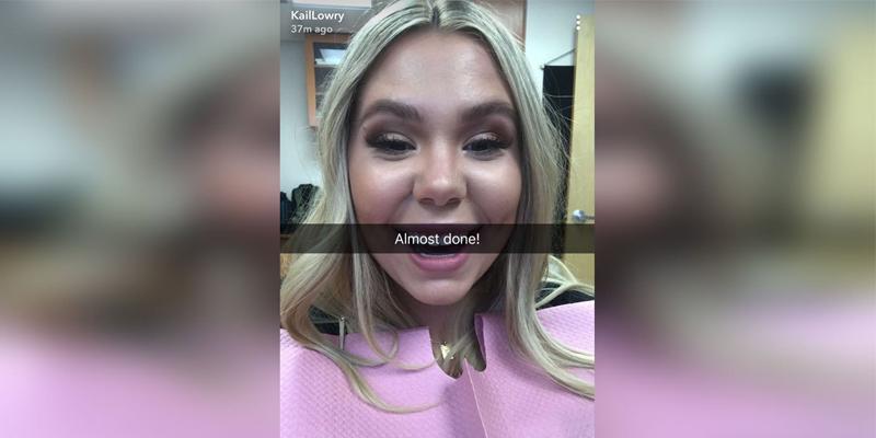 Kailyn Lowry at a cosmetic dentist's office after a smile makeover with makeup and hairdo