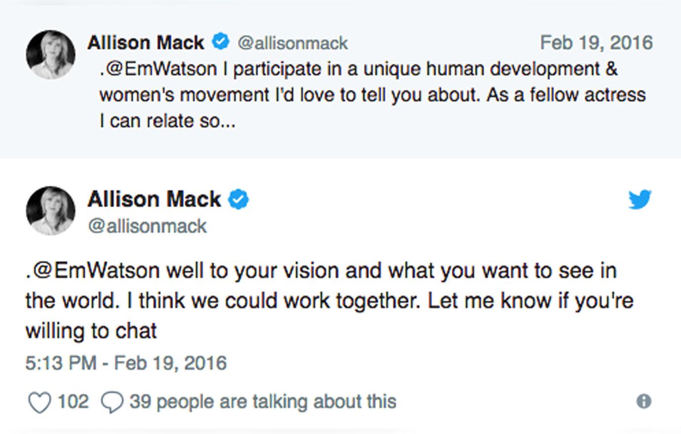 Allison Mack Tried Recruiting Emma Watson To Alleged Sex Cult Via Twitter