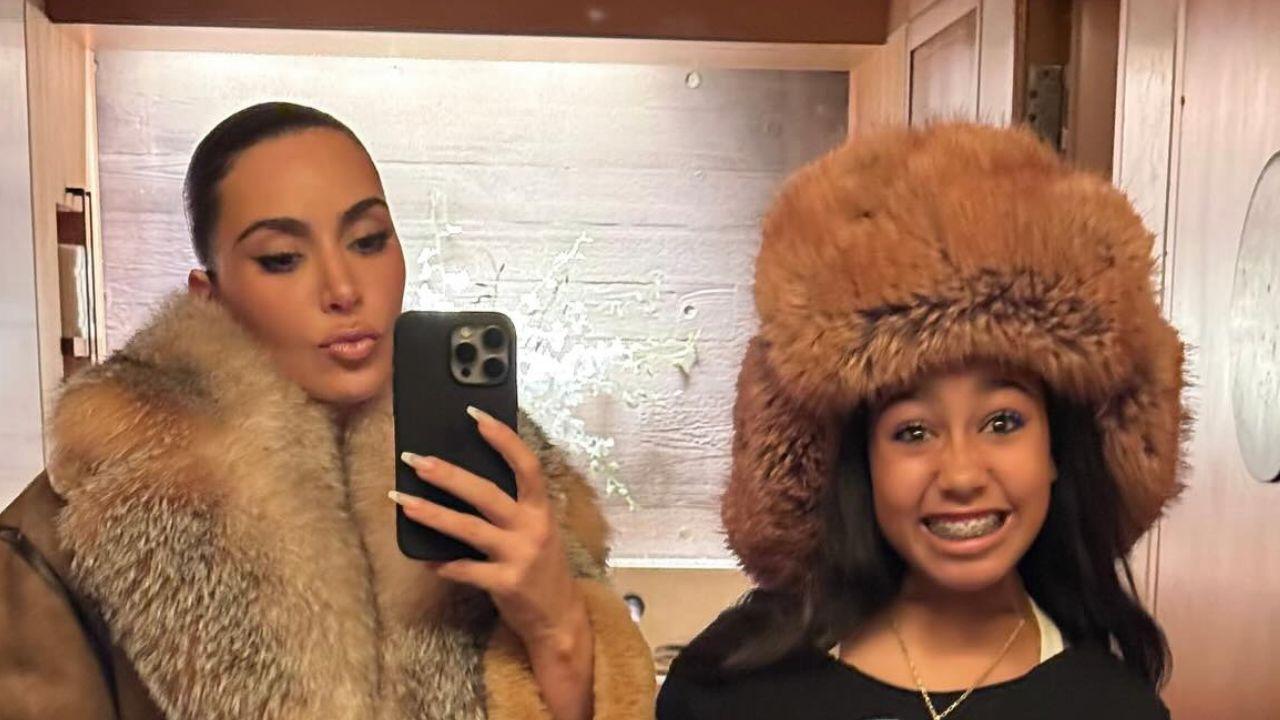image of Kim Kardashian dressed up as her eldest daughter.