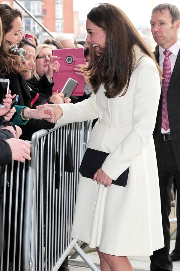 Kate Middleton greets fans when arriving at spinnaker tower **USA ONLY**