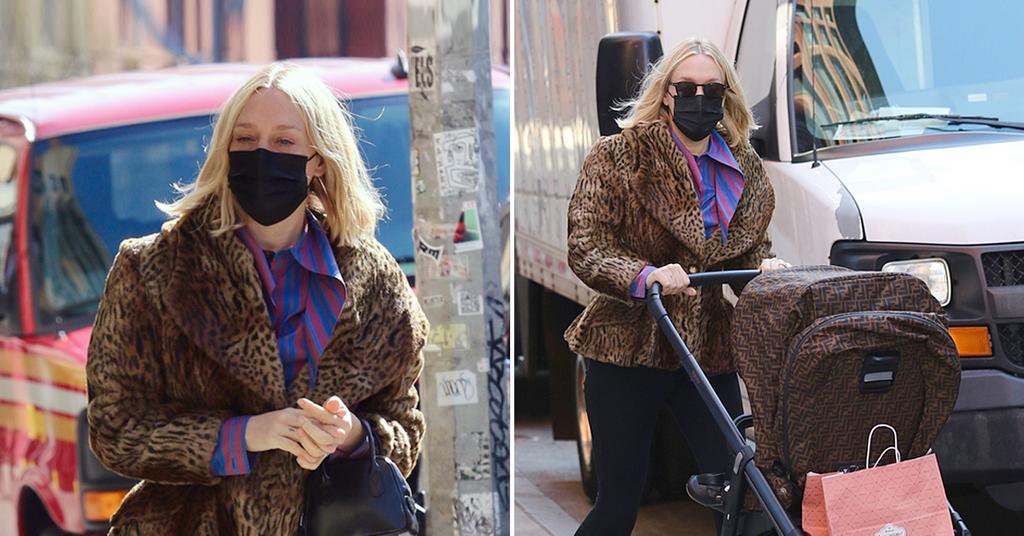 Chloë Sevigny Rocks Fun Faux Fur Leopard Coat In NYC
