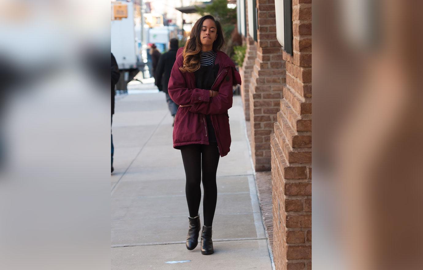 Malia Obama Internship NYC Maroon Coat 03