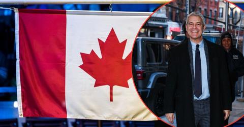 Composite photo of the Canadian flag and Andy Cohen