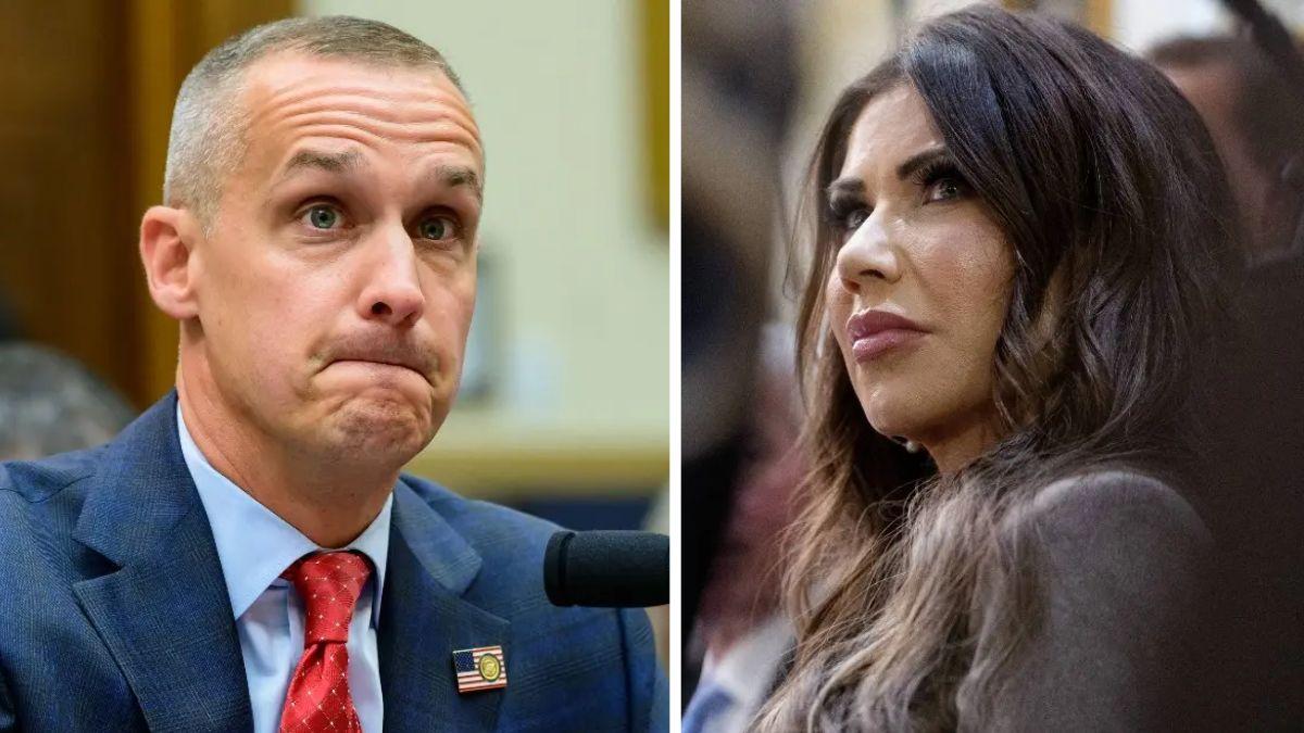 image of Corey Lewandowski was allegedly fired from his role as a special government employee after being spotted on a tropical vacation with Kristi Noem.