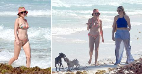 rose mcgowan hits the beach in mexico with friend