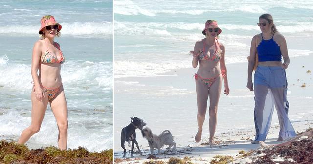 rose mcgowan hits the beach in mexico with friend