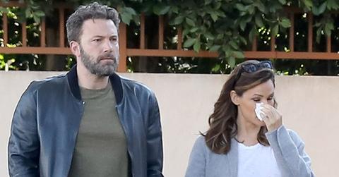 *EXCLUSIVE* Jennifer Garner wipes her eyes after dropping off the kids at school with Ben Affleck