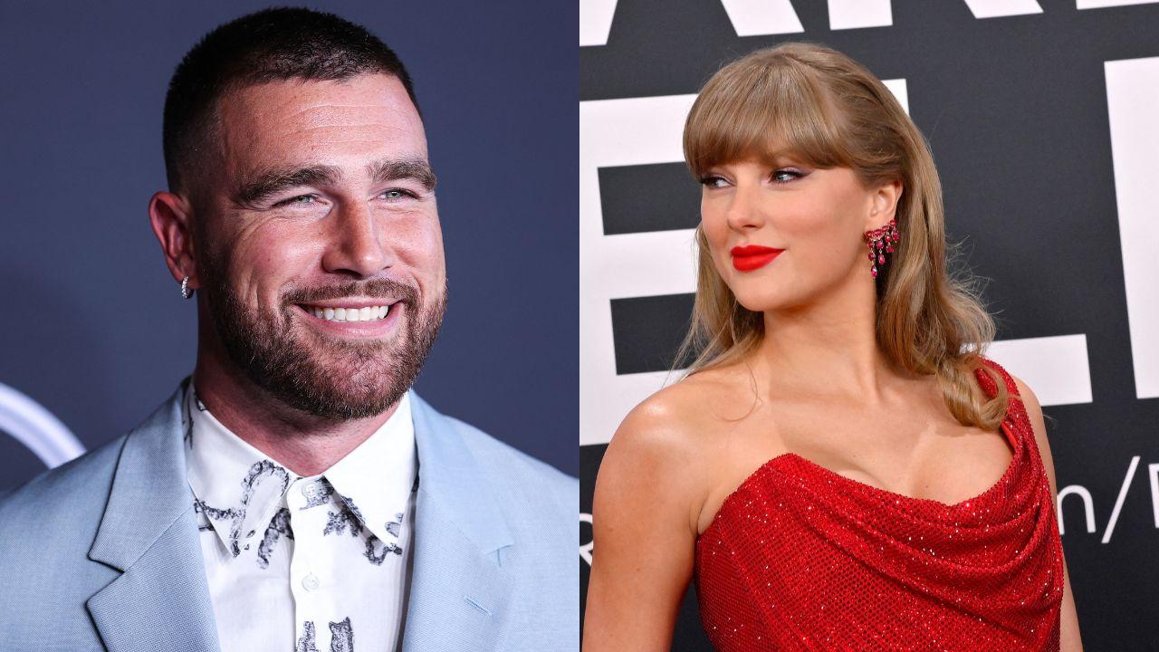 Image of image of Travis Kelce and Taylor Swift.