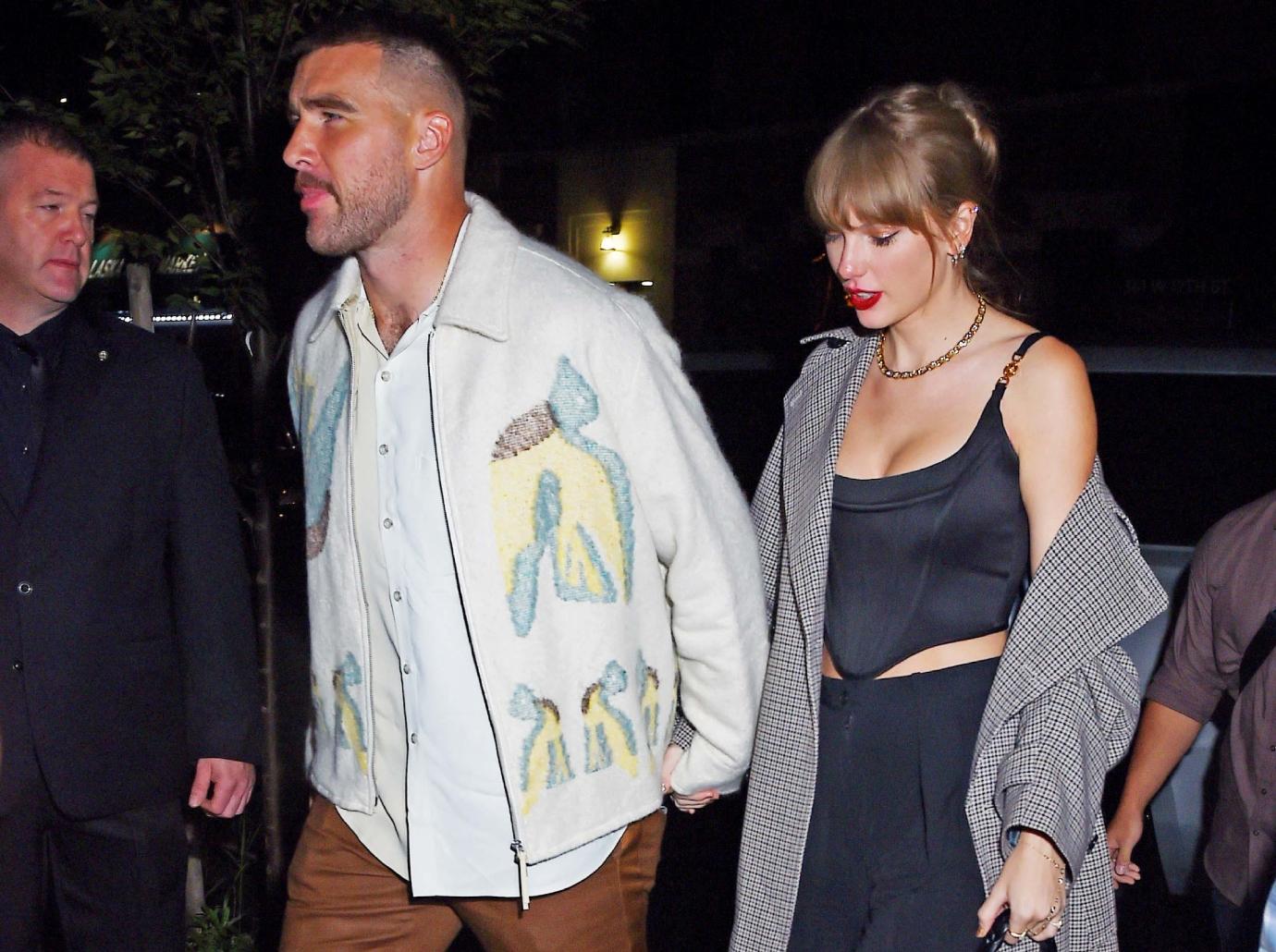 taylor swift travis kelce hold hands nobu lunch date