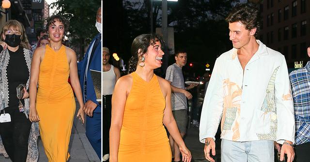 camila cabello in yellow dress with shawn mendes
