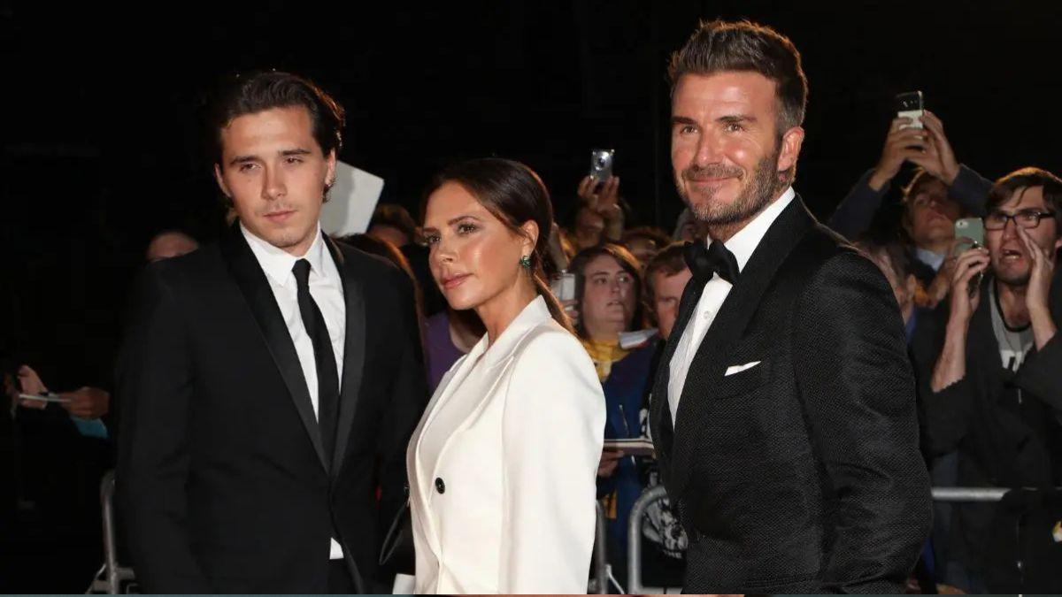 image of Victoria, David and Brooklyn Beckham