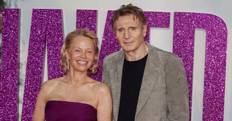 Photo of Pamela Anderson; picture of Liam Neeson.