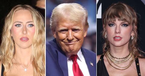 Photos of Brittany Mahomes, Donald Trump and Taylor Swift.