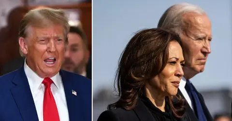 Composite photo of Donald Trump and Kamala Harris