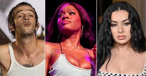 Split photo of Matty Healy, Azealia Banks and Charli XCX.