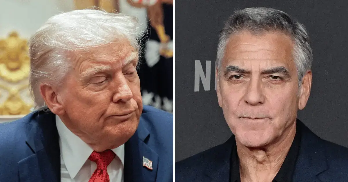 split of Donald Trump, George Clooney.