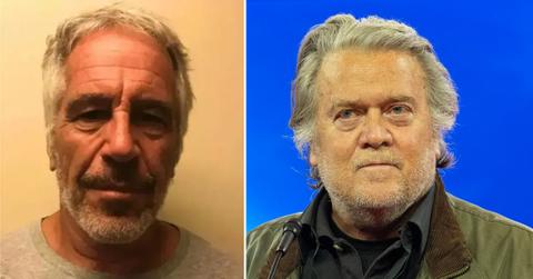 Photo of Jeffrey Epstein; picture of Steve Bannon.