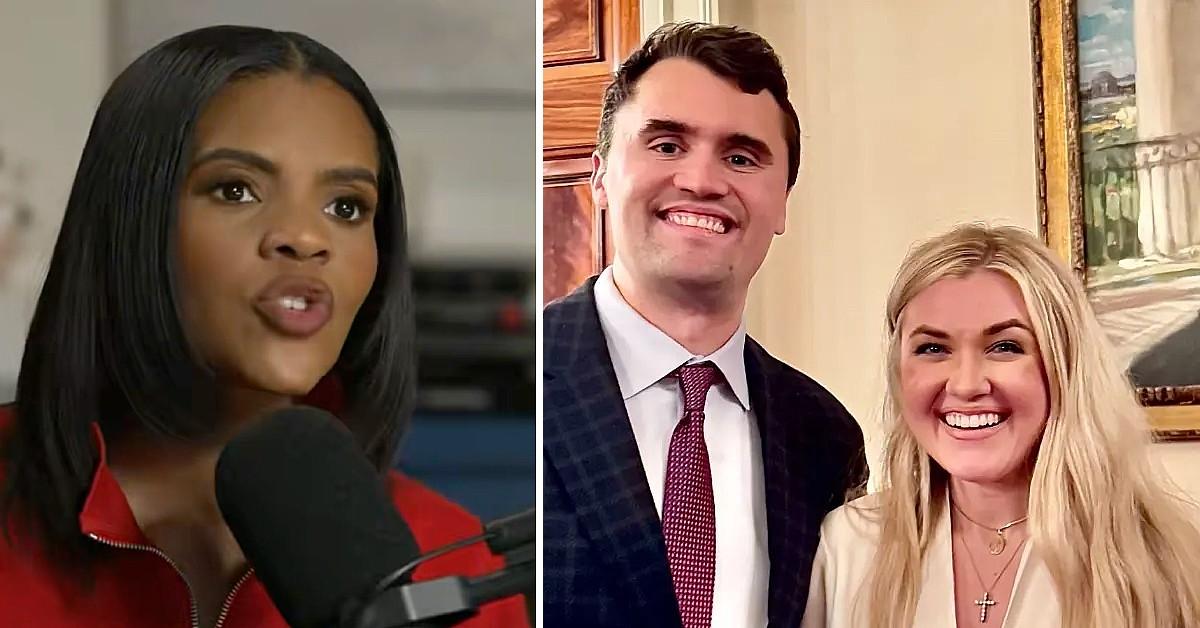 Split photo of Candace Owens, Charlie Kirk and Erika Kirk.