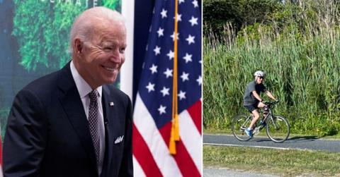 joe biden tumbles off his bicycle while on delaware outing with jill
