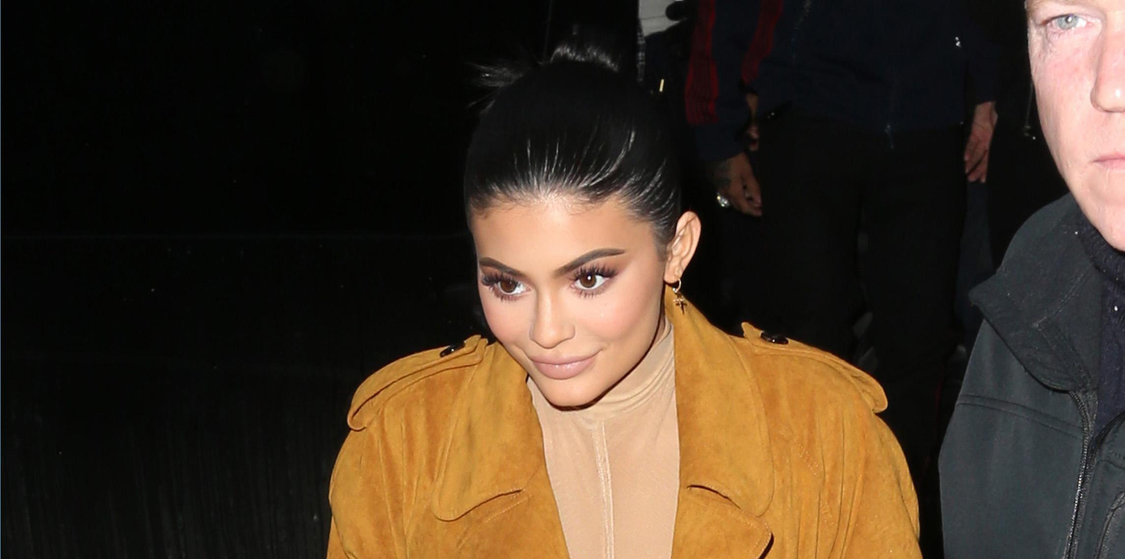 Kylie Jenner opts for a sheer nude body suit while heading to dinner with Tyga