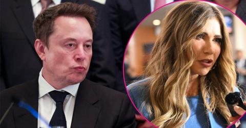 Split photo of Elon Musk and Kristi Noem