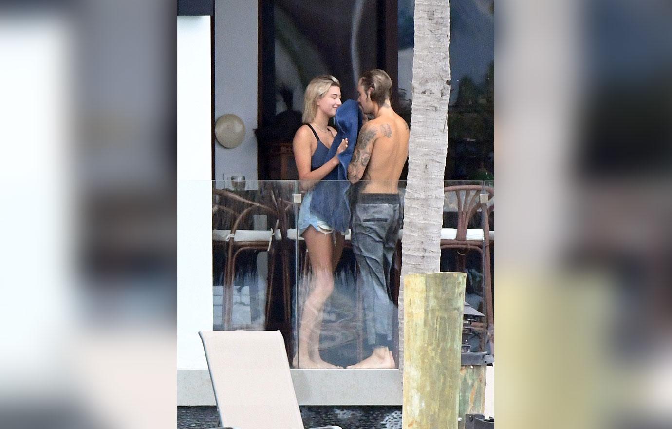 On again couple Justin Bieber and Hailey Baldwin put on a shirtless public display of affection in Miami