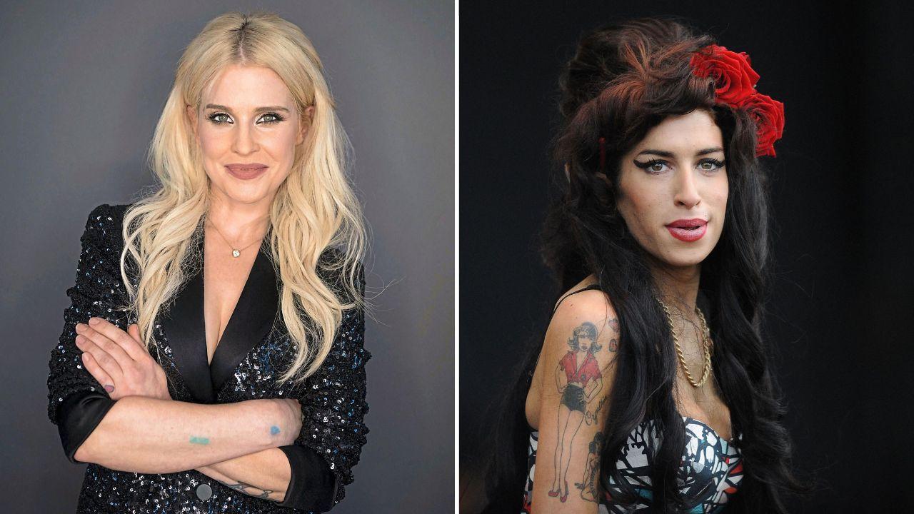 Split Image of Kelly Osbourne and Amy Winehouse