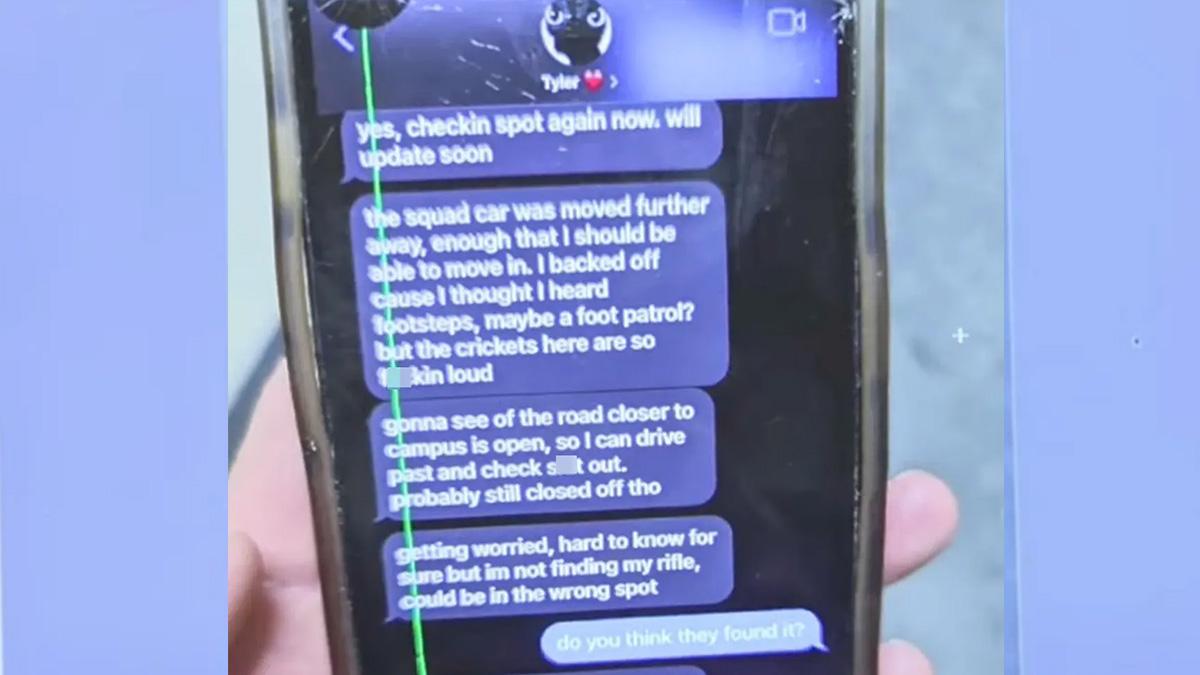 Image of Text messages between Tyler Robinson and Lance Twiggs were exposed in court.
