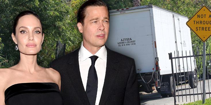 Brad pitt angelina jolie divorce moving out move trucks home long