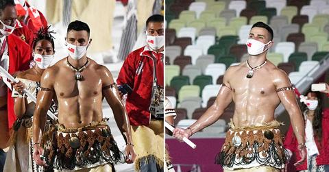pita taufatofua tonga oiled up flag bearer returns for tokyo olympics mh