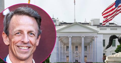 Composite photo of Seth Meyers and the White House.