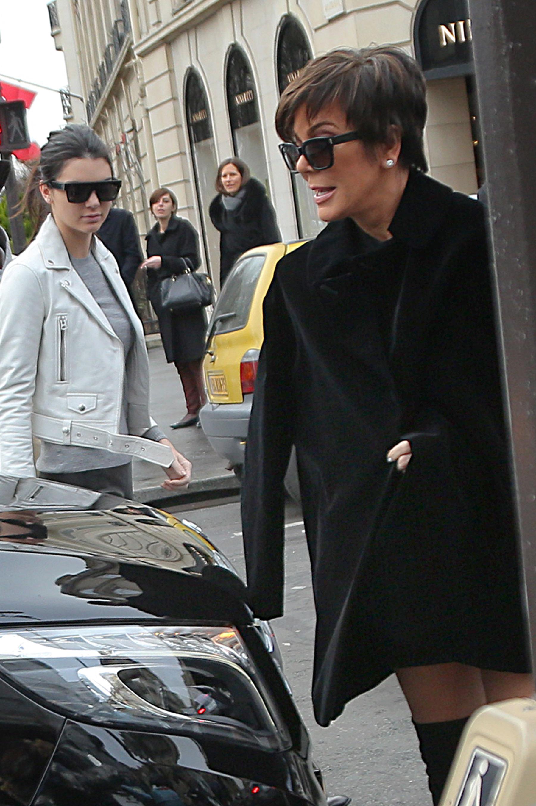 Kris Jenner and Kendall Jenner go to lunch together before big fashion day in Paris