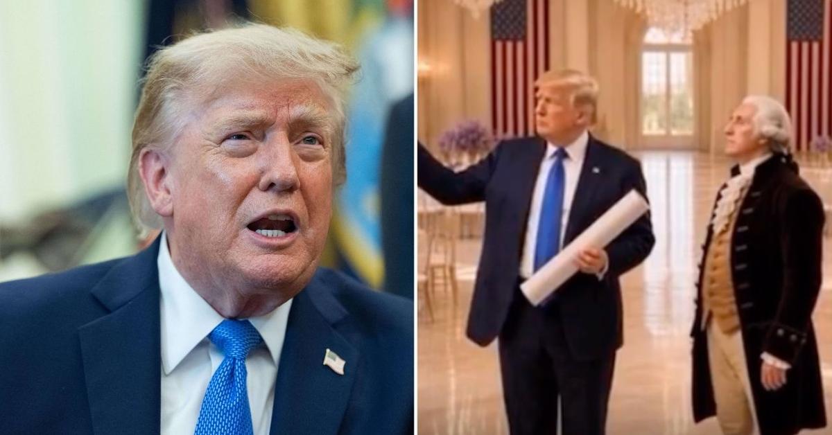 'Delusional' Donald Trump Mocked by Critics for Sharing 'Embarrassing' AI Video of Himself Showing George Washington His $400 White House Ballroom
