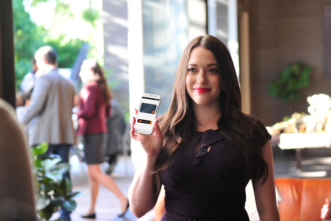 Kat Dennings Shows on set at her Mastercard Commercial