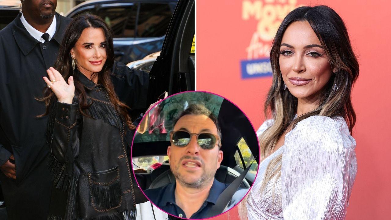 Split photo of Kyle Richards, Farrah Aldjufrie and Zach Goldsmith