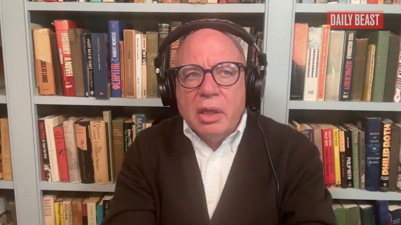 Image of Michael Wolff said that Donald Trump's carry-on hair patches are stuck with sticky paste.
