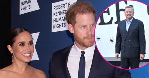 image of meghan markle and prince harry, inset of ted sarandos