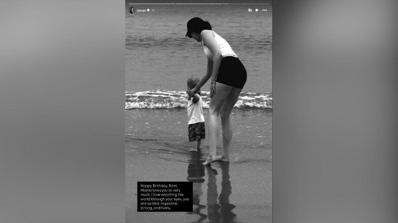 image of Ashley St. Clair shared a rare black-and-white photo with her son Romulus.