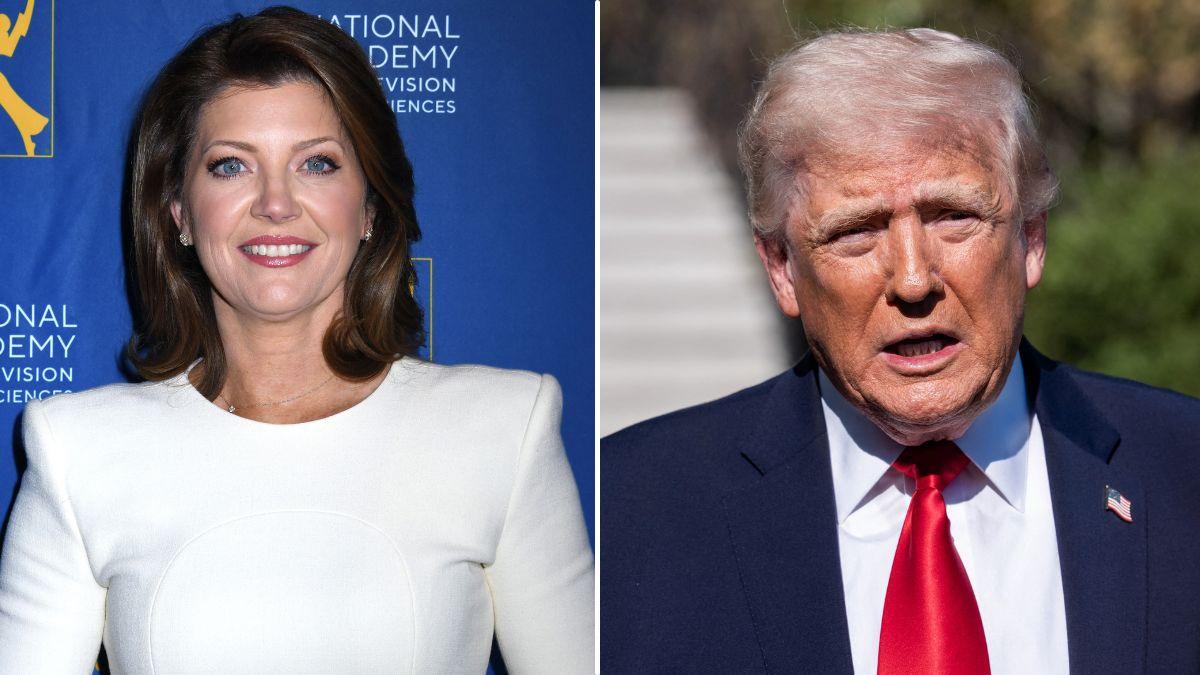 split of Norah O'Donnell & Donald Trump.