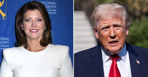 split of Norah O'Donnell & Donald Trump.