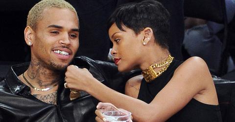 Rihanna and Chris Brown at Lakers v Knicks game at the Staples Center, Los Angeles, California