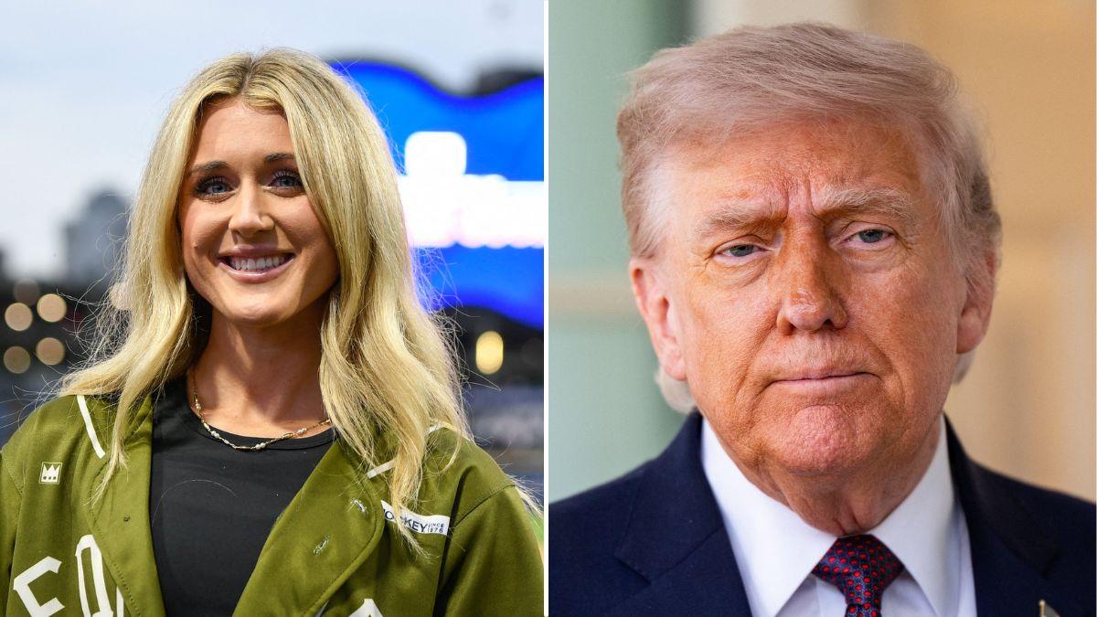 split of Riley Gaines, Donald Trump.