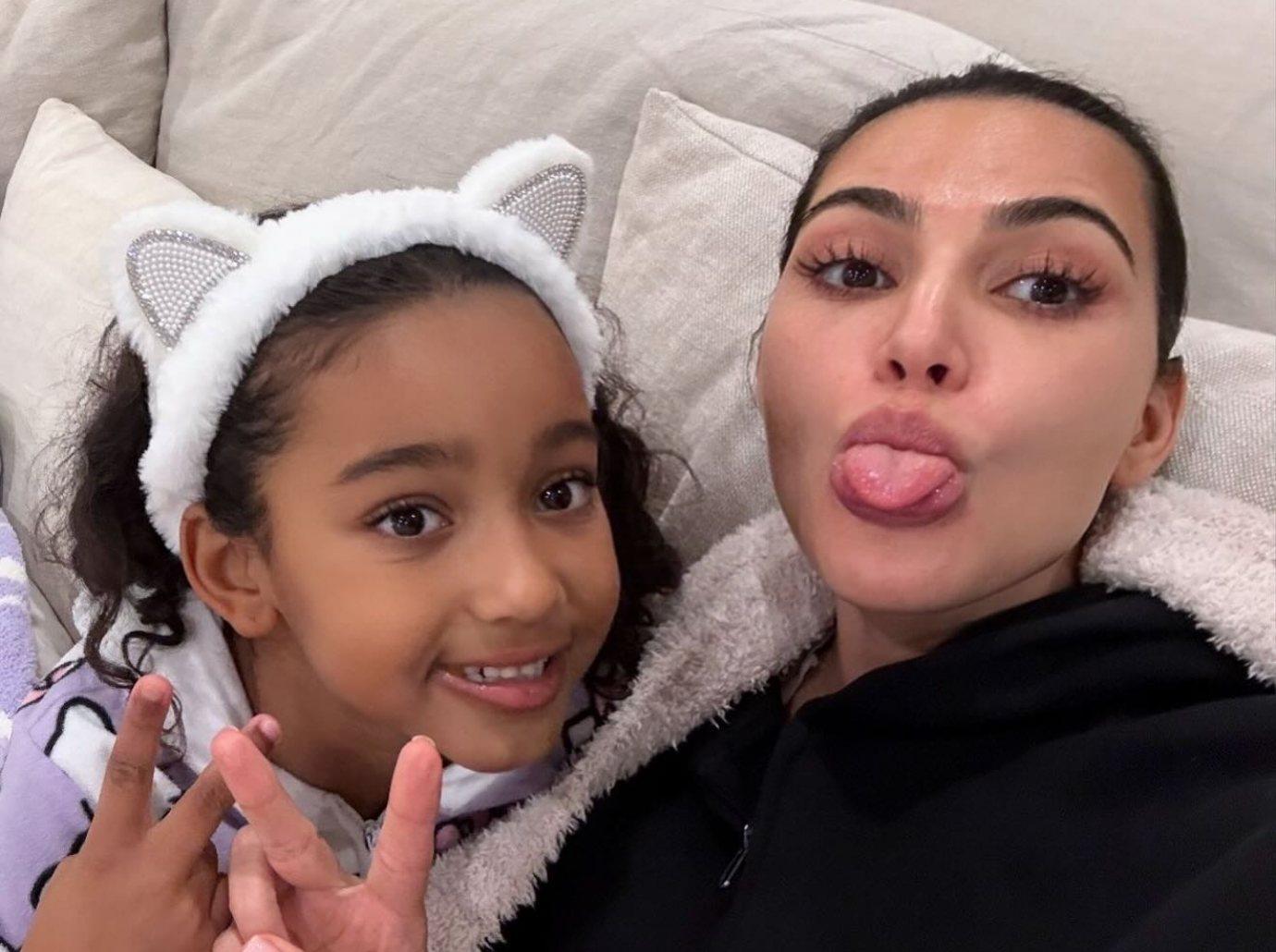 kim kardashian shares photo kids kris jenner kanye west isnt around much