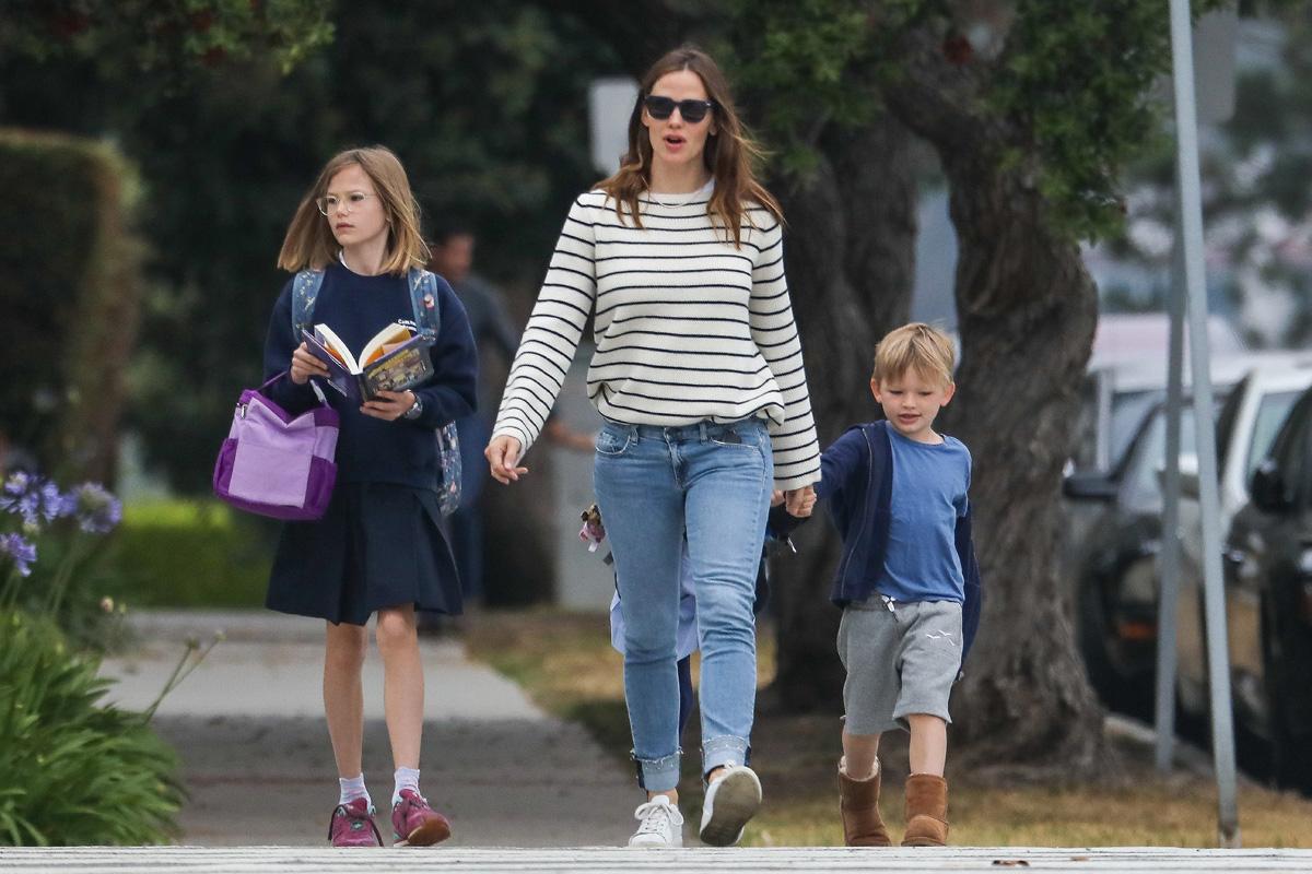 Jennifer Garner out and about in Brentwood with her children