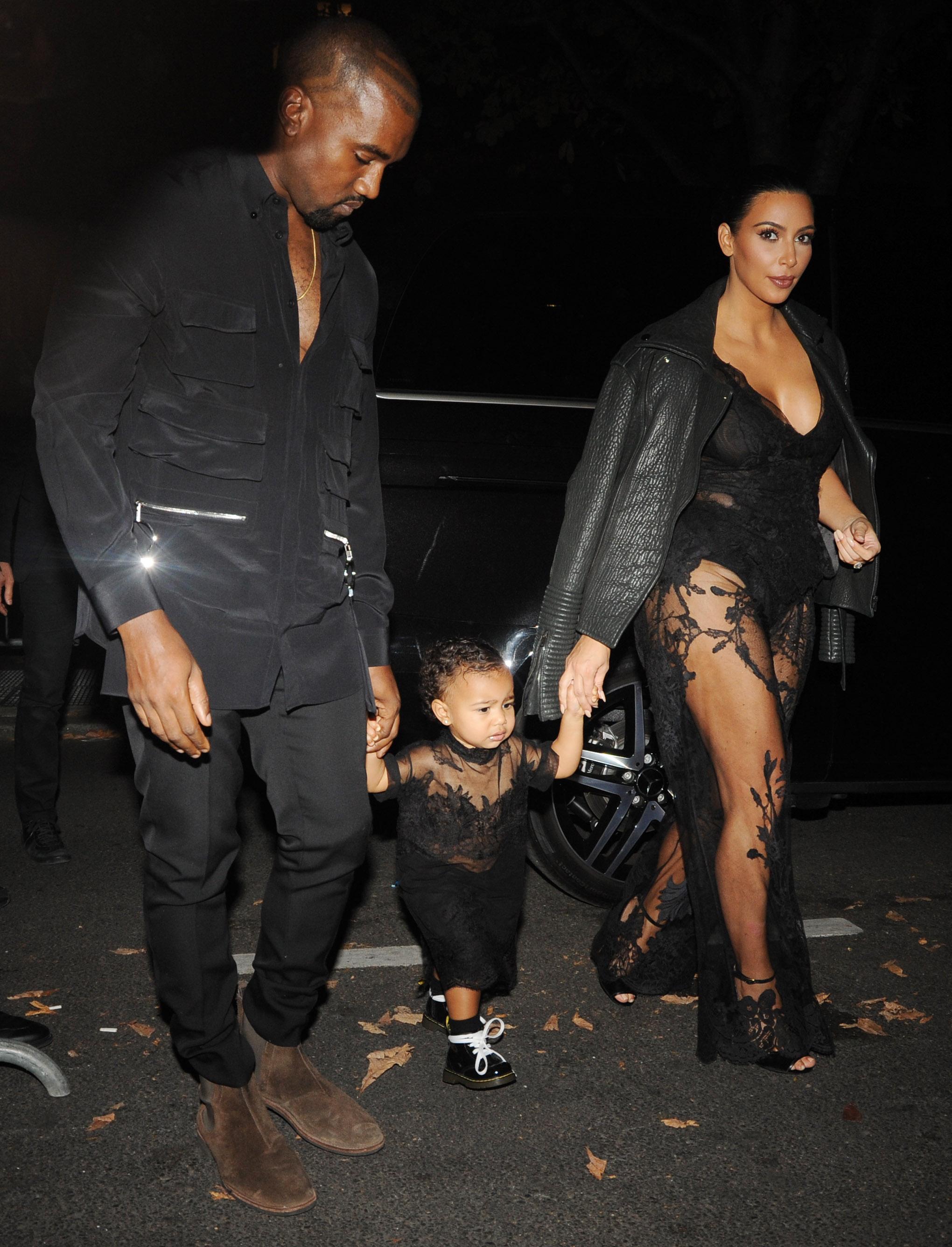 Kim Kardashian, Kanye West and North West out for dinner in Paris