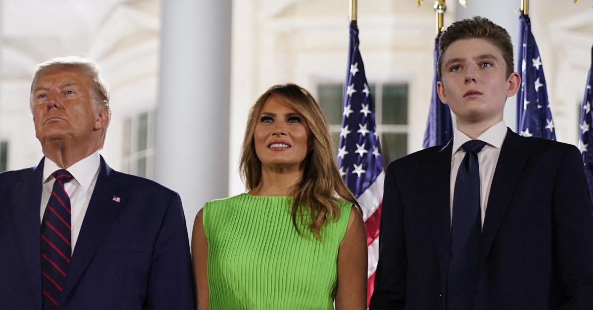 photo of Donald, Melania and Barron Trump. 