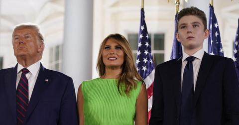 photo of Donald, Melania and Barron Trump.