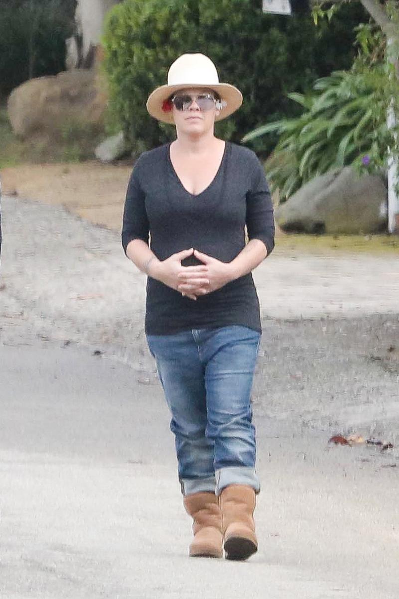 *EXCLUSIVE* Pink shows off her post baby body