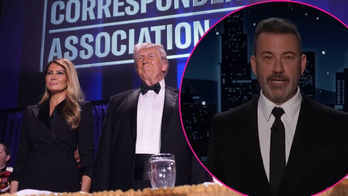 Composite photo of Donald Trump, Melania Trump and Jimmy Kimmel.